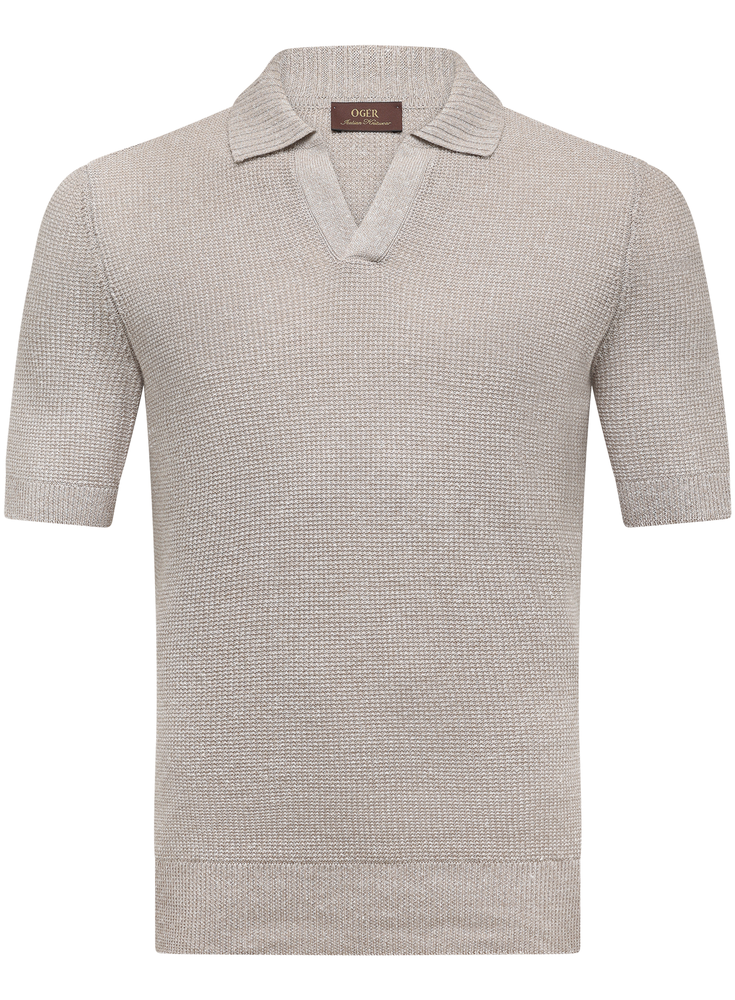 Buttonless polo van linnen en katoen | Beige