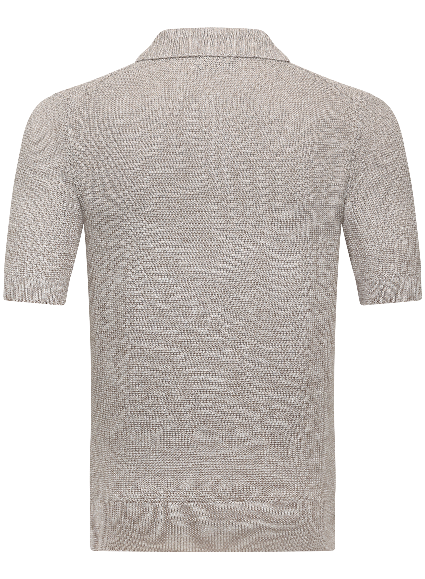 Buttonless polo van linnen en katoen | Beige