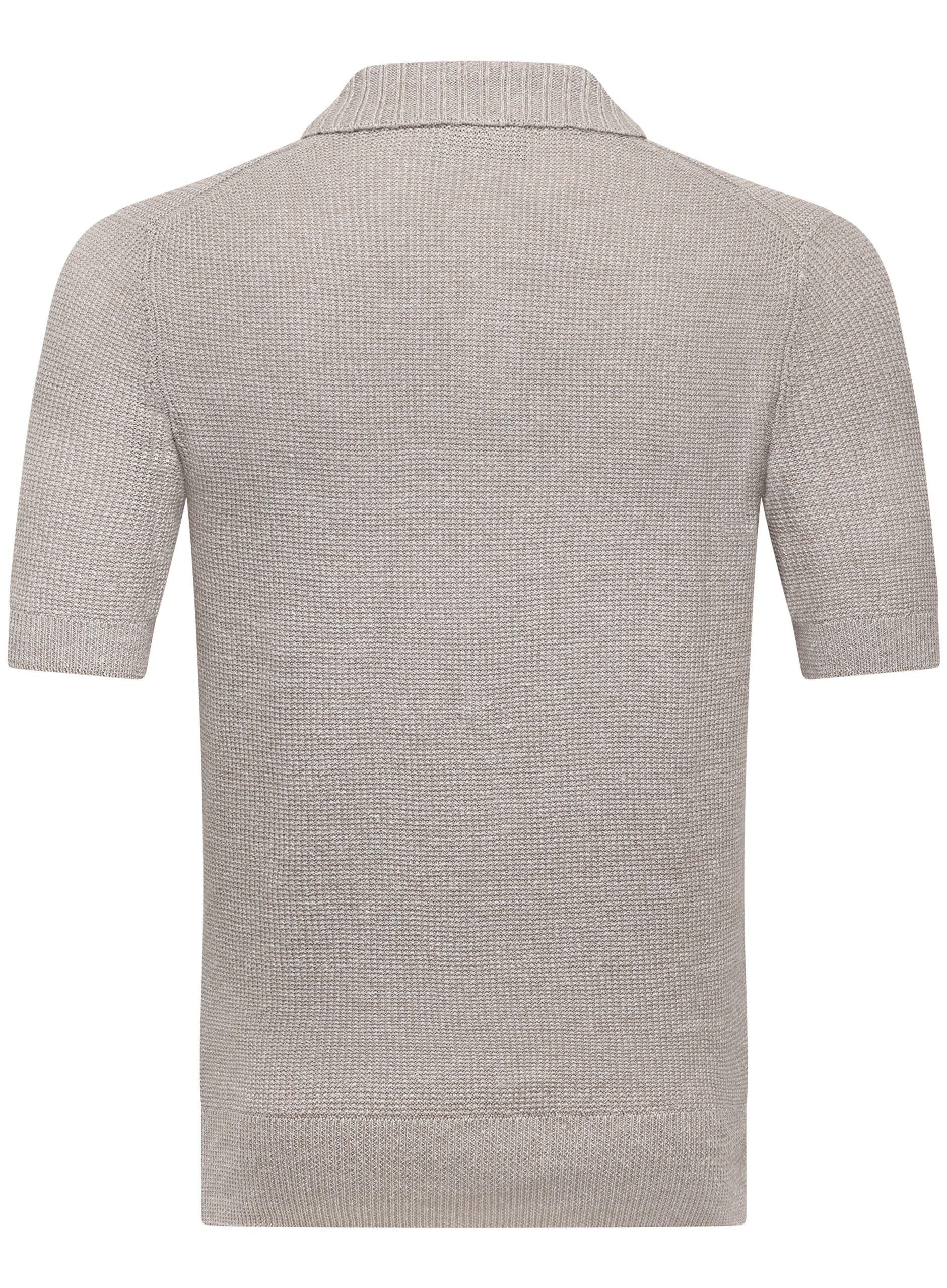 Buttonless polo van linnen en katoen | Beige