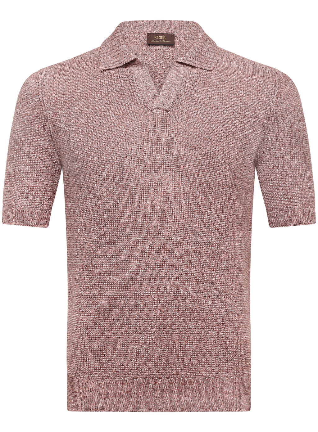 Buttonless polo van linnen en katoen | ROZE