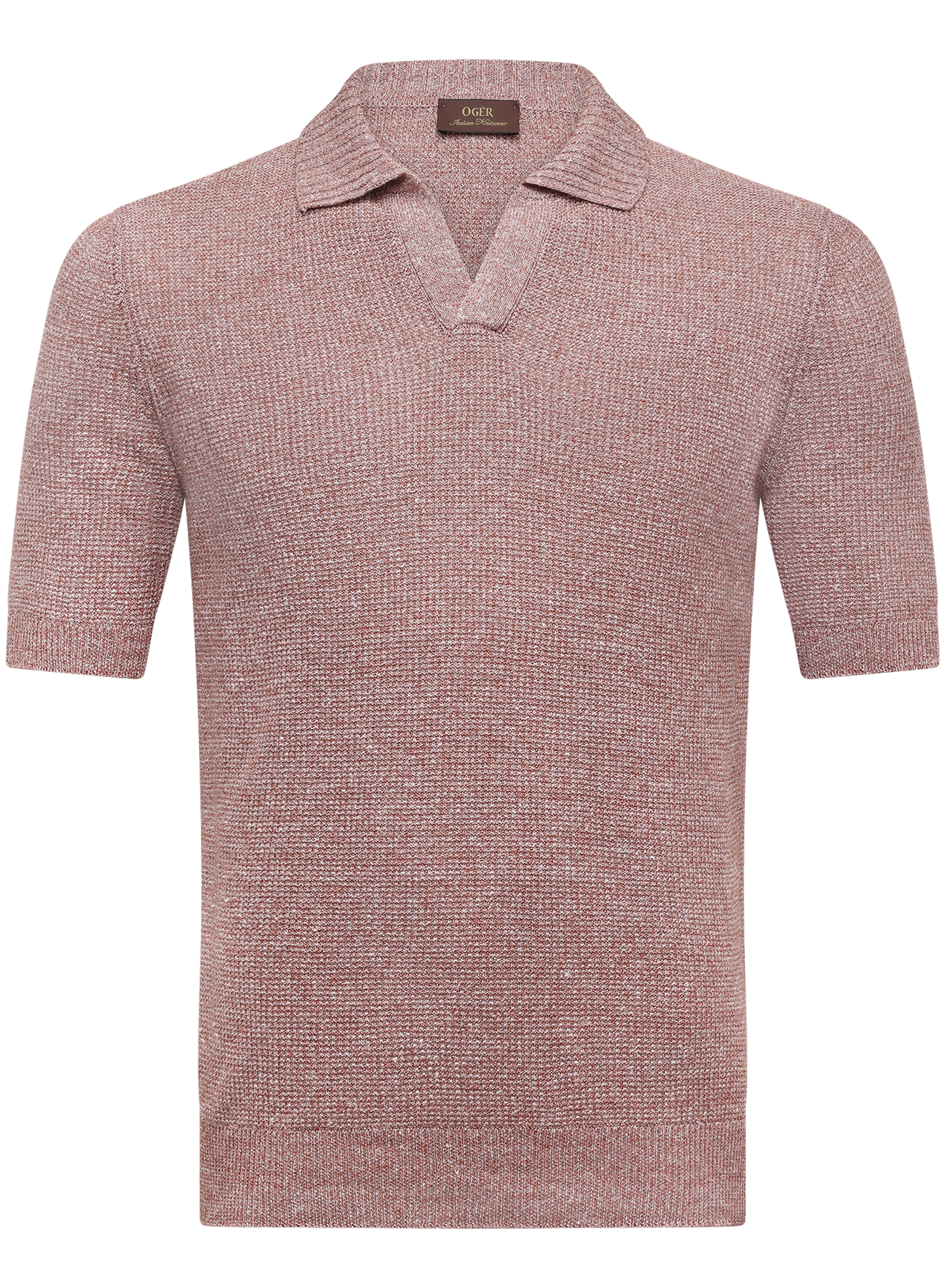 Buttonless polo van linnen en katoen | ROZE