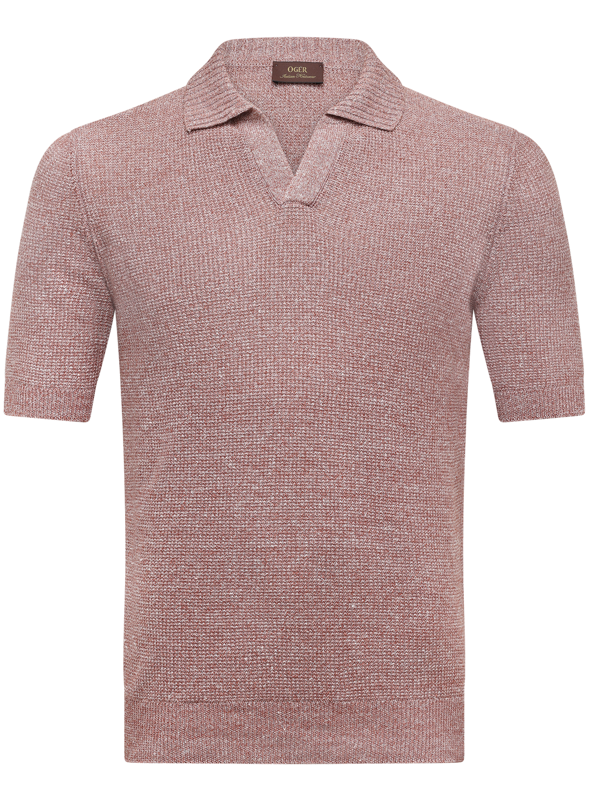 Buttonless polo van linnen en katoen | ROZE