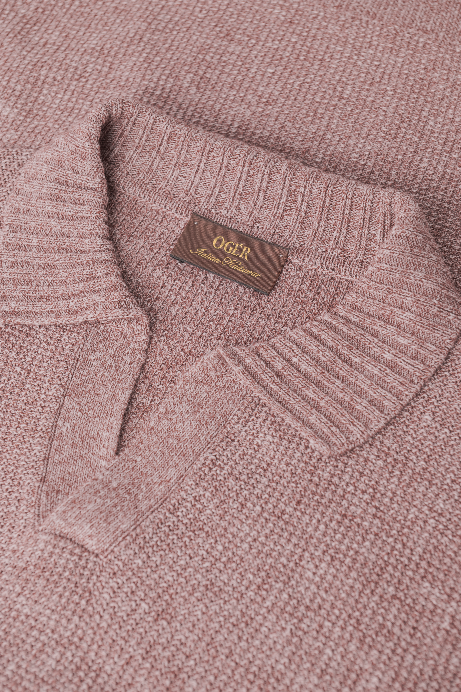 Buttonless polo van linnen en katoen | FULL_WIDTH | ROZE