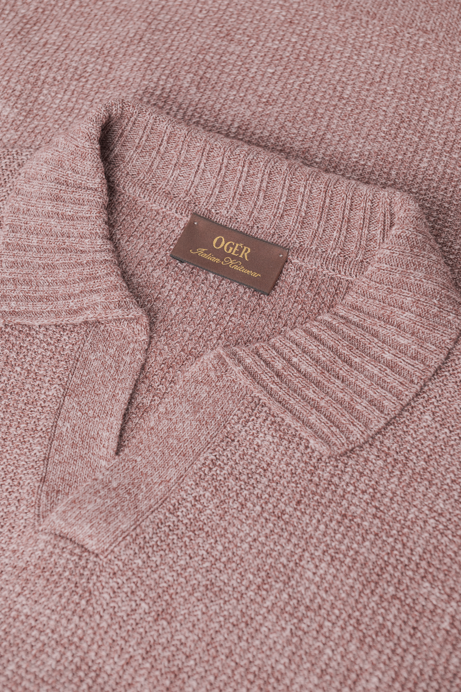 Buttonless polo van linnen en katoen | FULL_WIDTH | ROZE