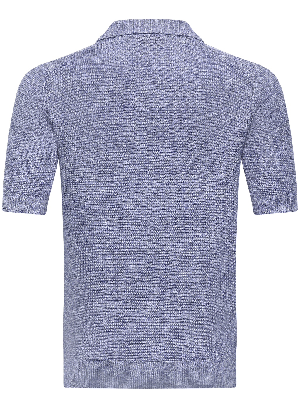 Buttonless polo van linnen en katoen | L.Blauw