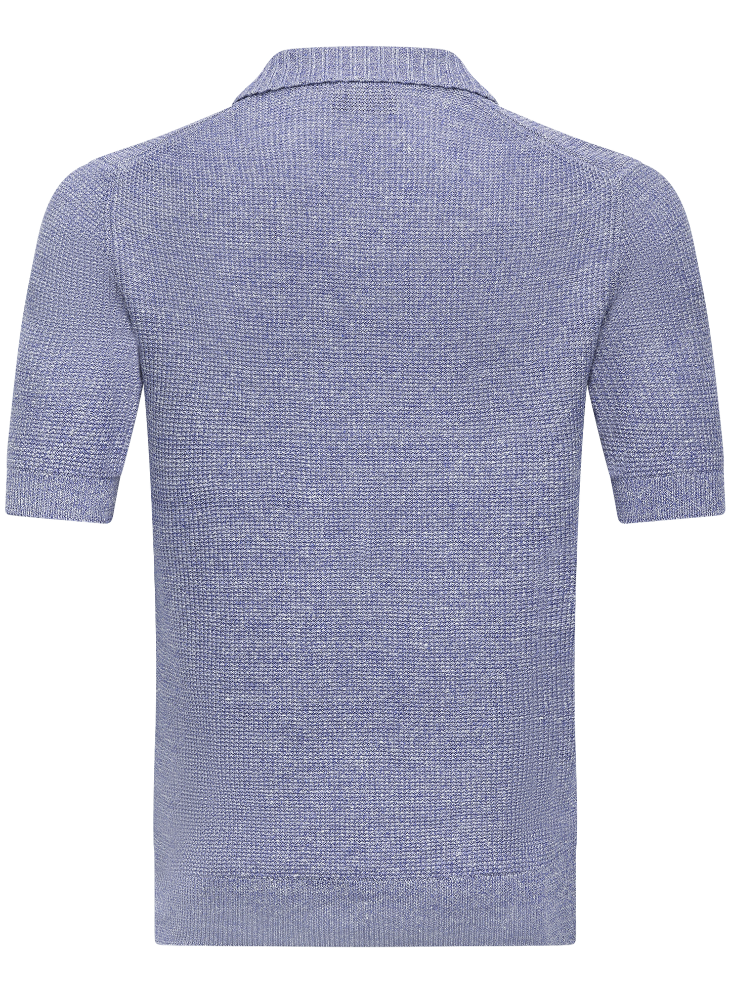 Buttonless polo van linnen en katoen | L.Blauw