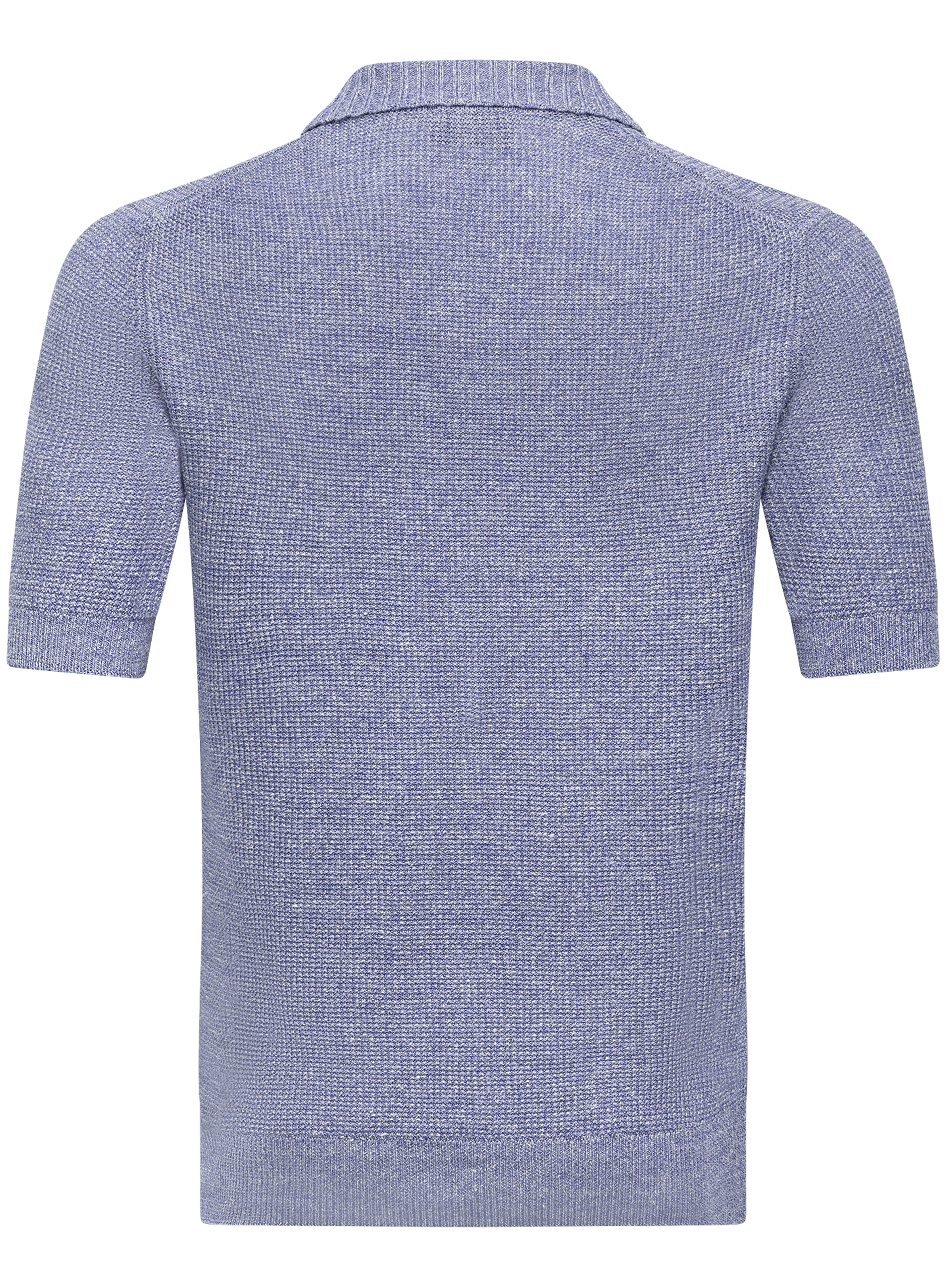 Buttonless polo van linnen en katoen | L.Blauw