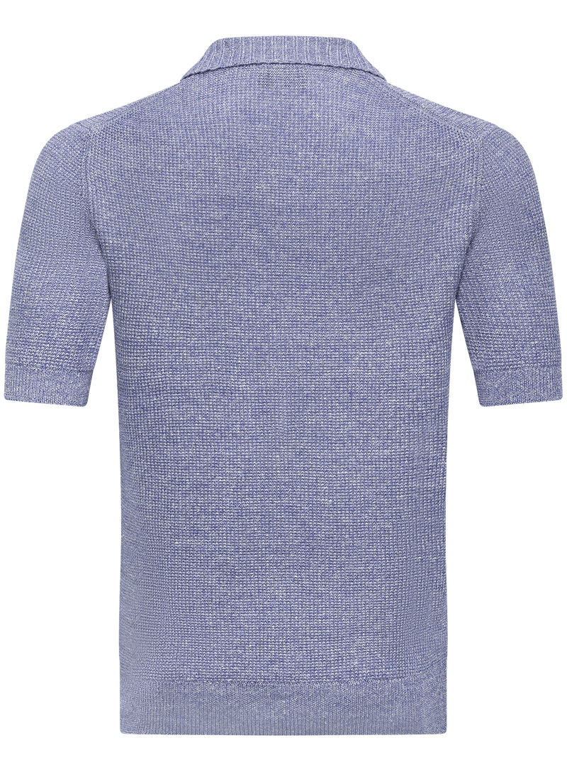 Linen and cotton buttonless polo