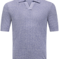 Buttonless polo van linnen en katoen | L.Blauw