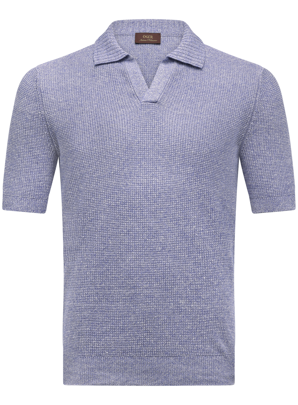 Buttonless polo van linnen en katoen | L.Blauw