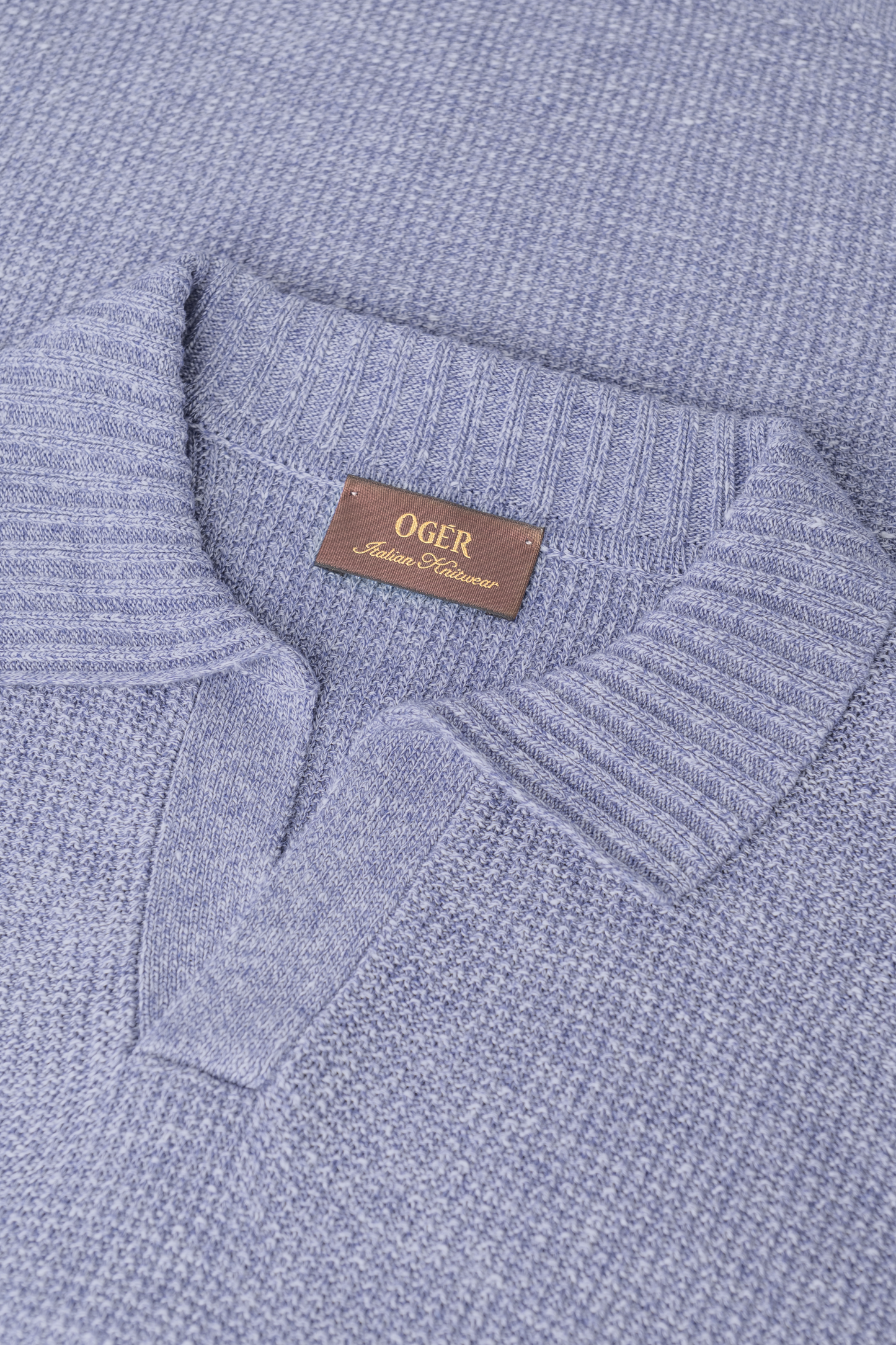 Buttonless polo van linnen en katoen | FULL_WIDTH | L.Blauw