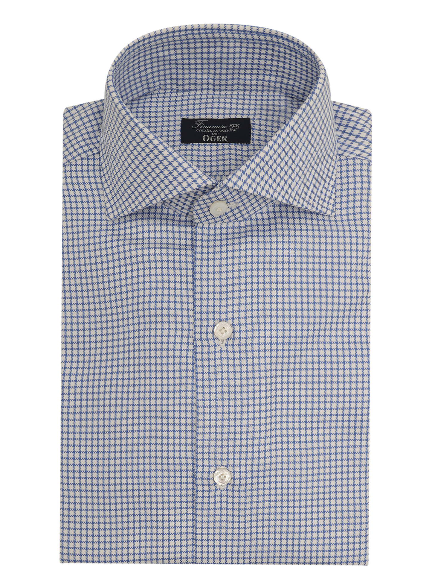 Pied-de-poule overhemd van katoen | Blauw
