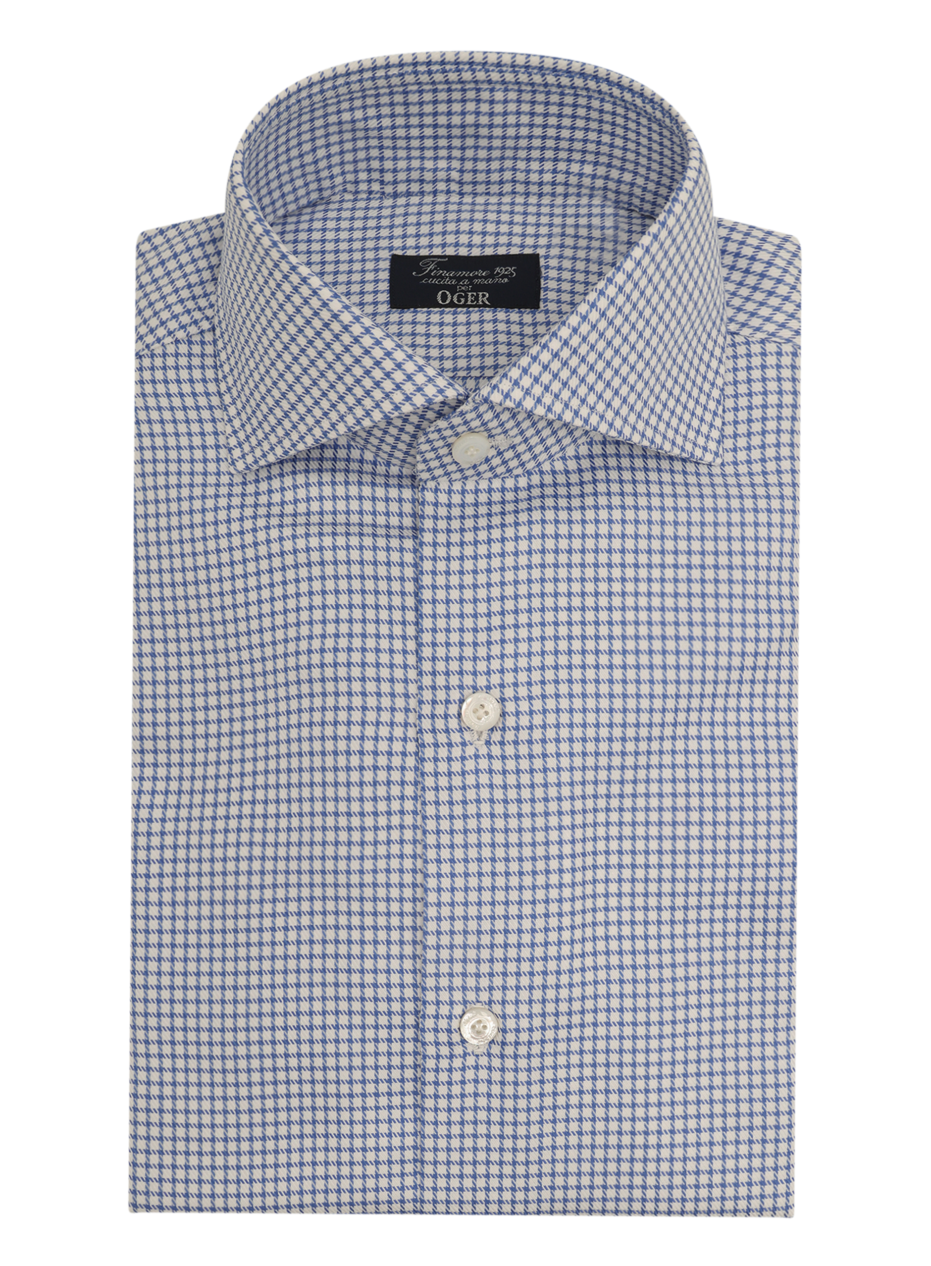 Pied-de-poule overhemd van katoen | Blauw