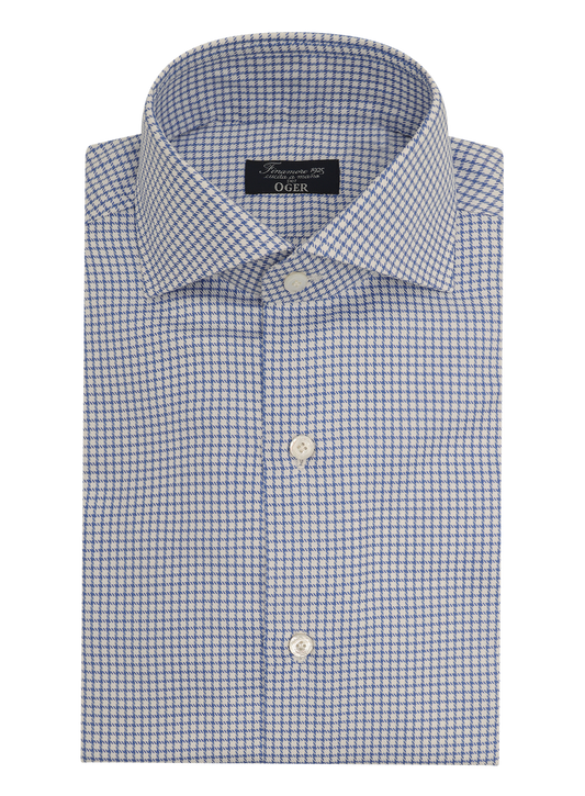 Pied-de-poule overhemd van katoen | Blauw