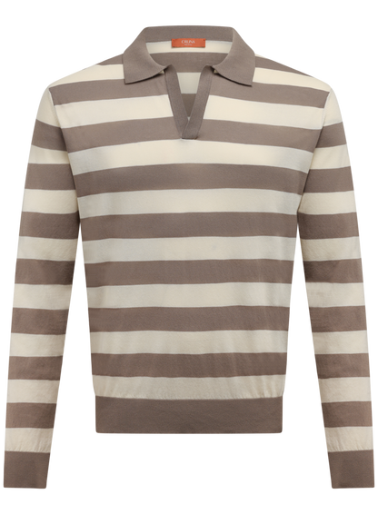 Buttonless polo van katoen | TAUPE BEIGE