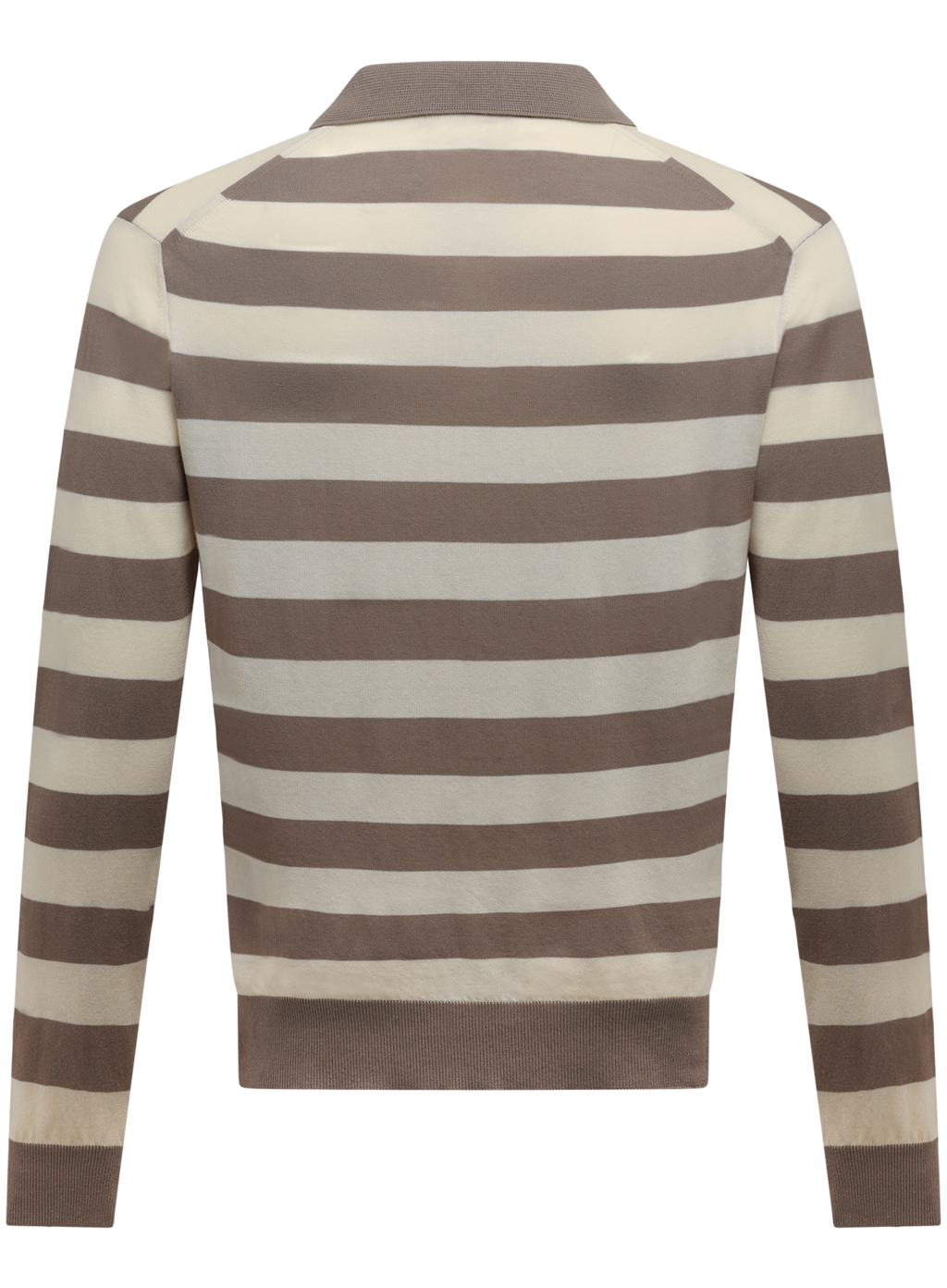Gestreepte buttonless polo van katoen | TAUPE BEIGE