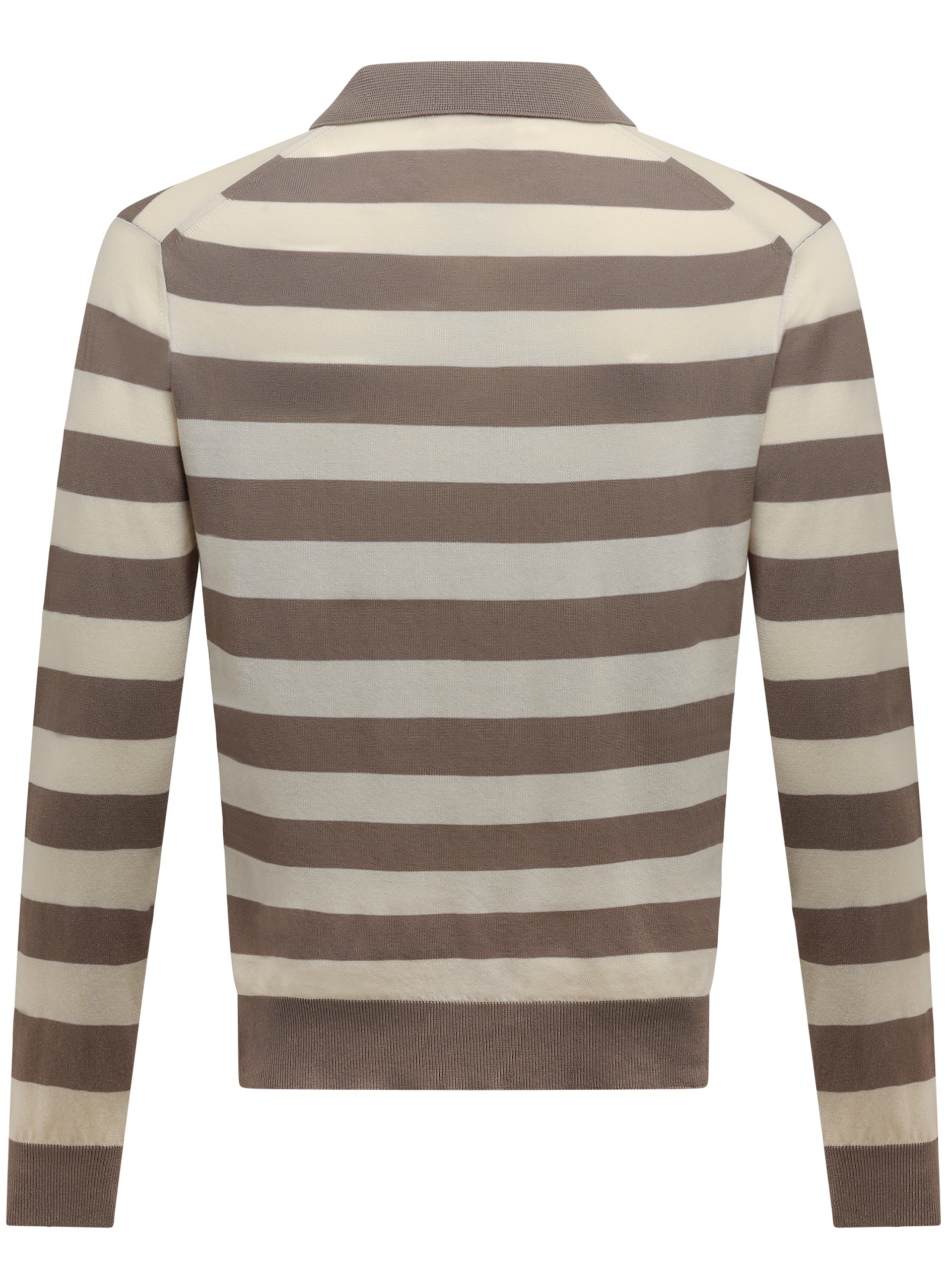 Gestreepte buttonless polo van katoen | TAUPE BEIGE