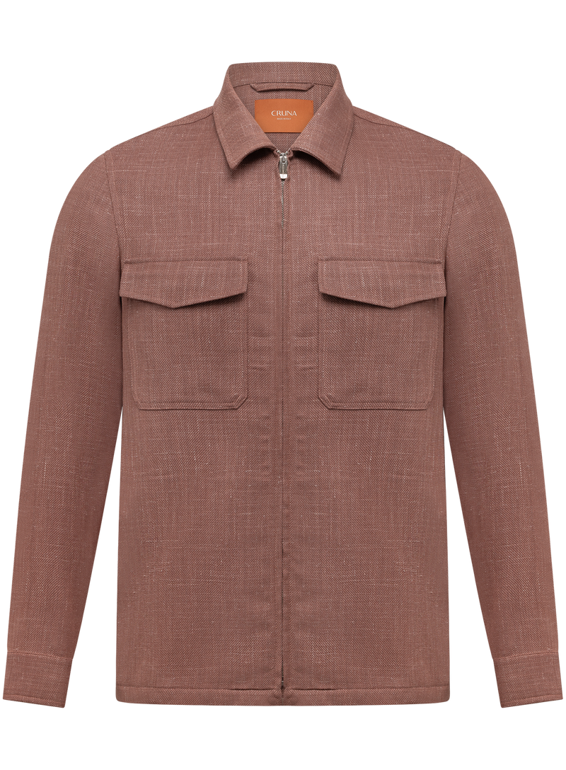 Overshirt in virgin wool, silk and linen