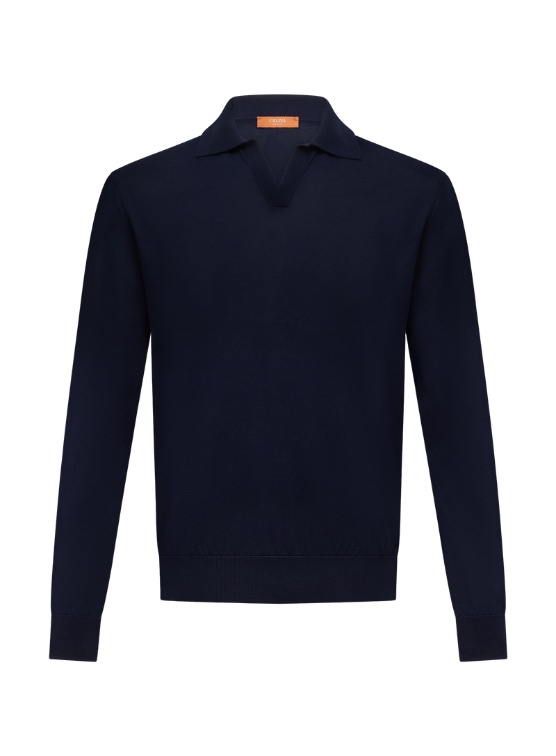 Cotton buttonless polo
