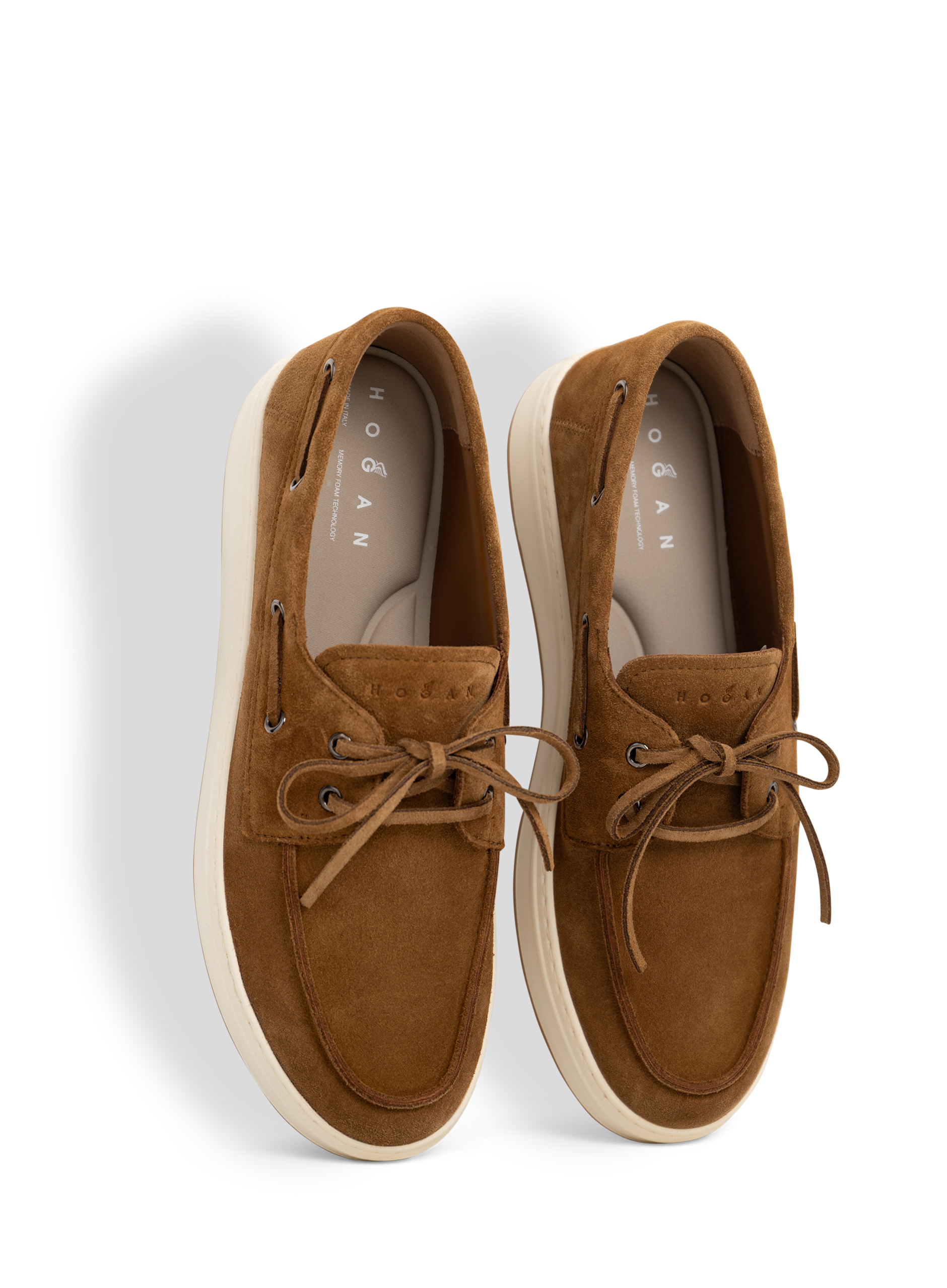 Veterschoen van suède | COGNAC