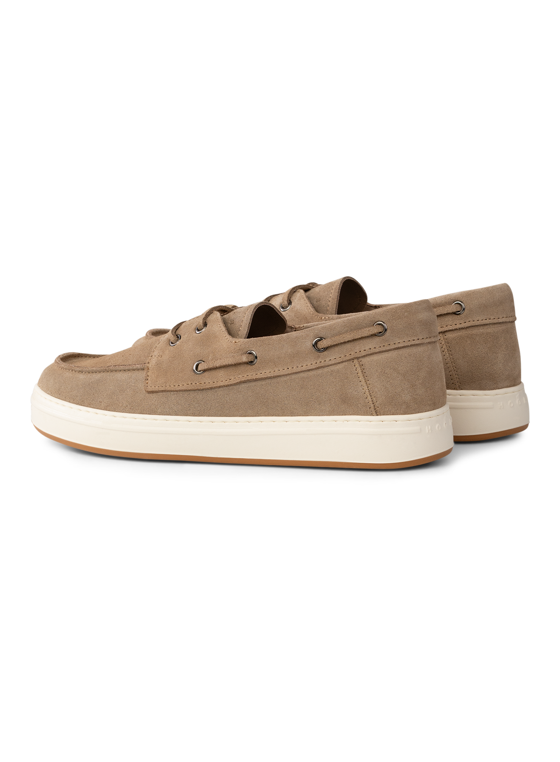 Suède veterschoen | Beige