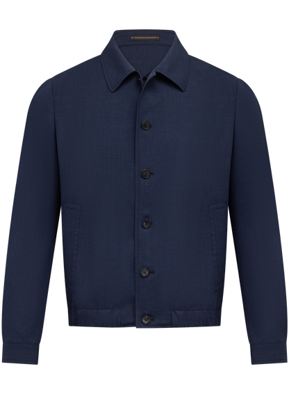 Overshirt van scheerwol, zijde en linnen | BLUE NAVY