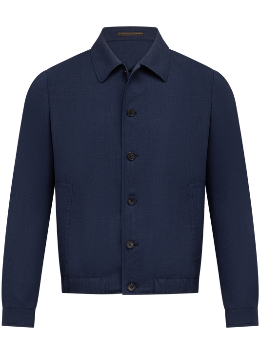 Overshirt van scheerwol, zijde en linnen | BLUE NAVY