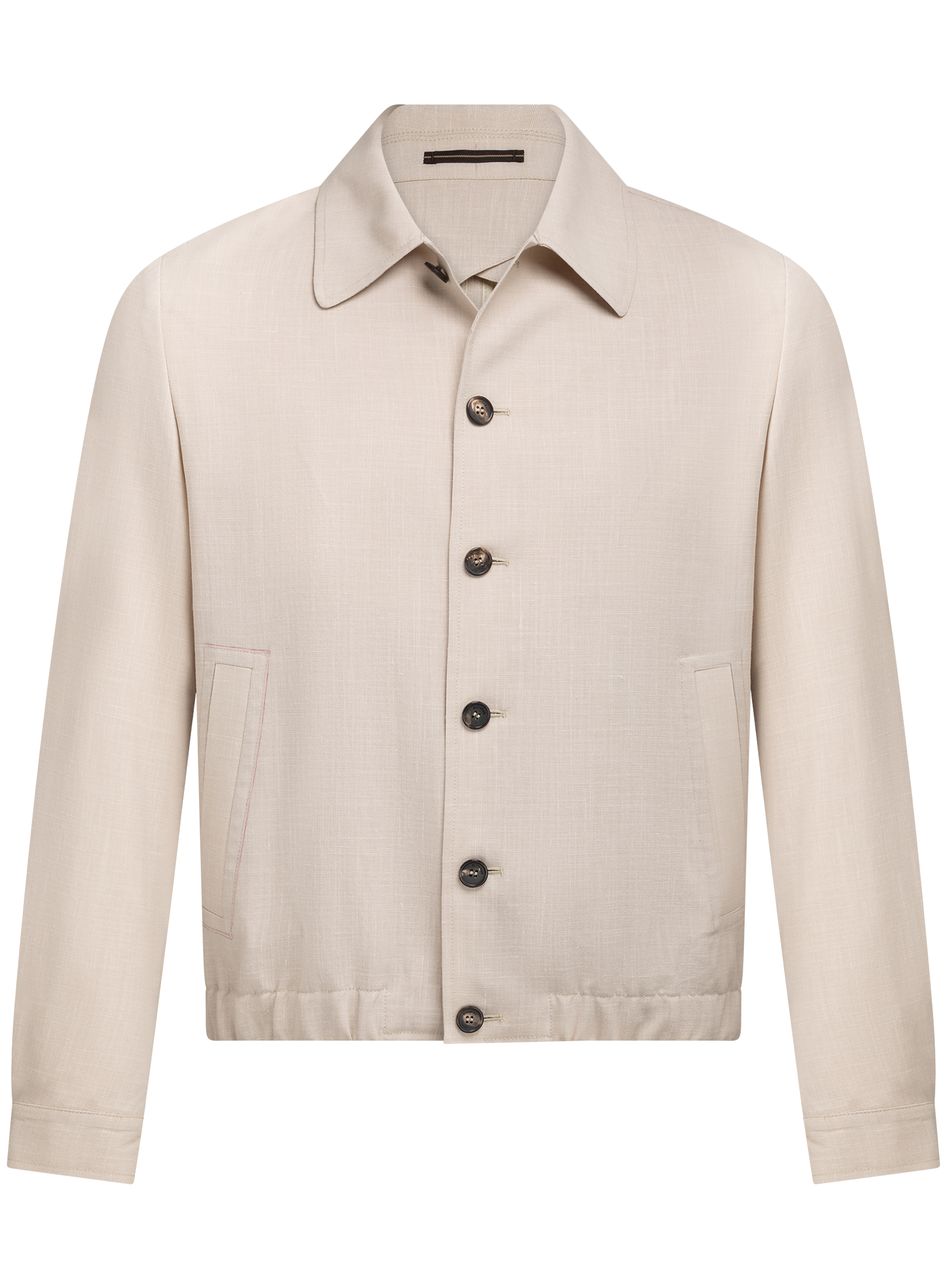 Overshirt van scheerwol, zijde en linnen | Beige