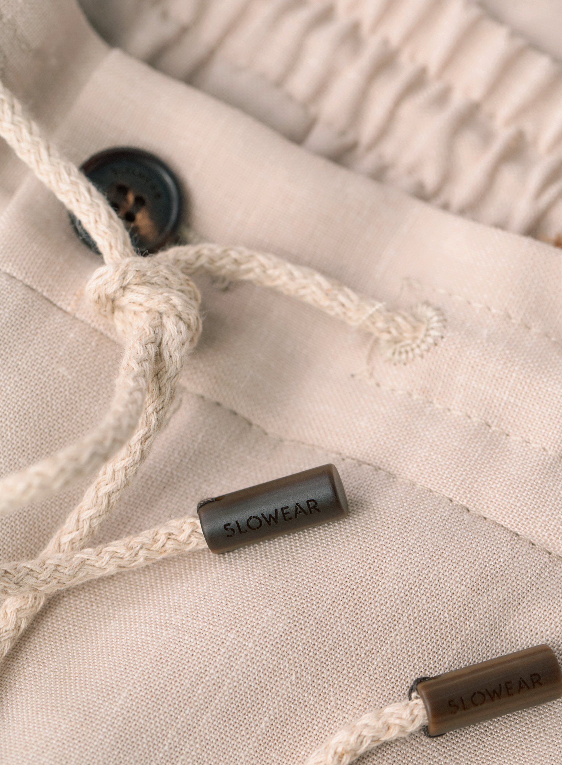 Broek van scheerwol, zijde en linnen (Loro Piana-stof) | FULL_WIDTH | Beige