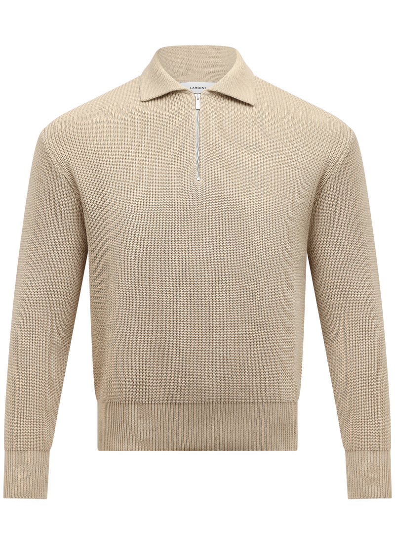  Half-zip trui van katoen | Beige