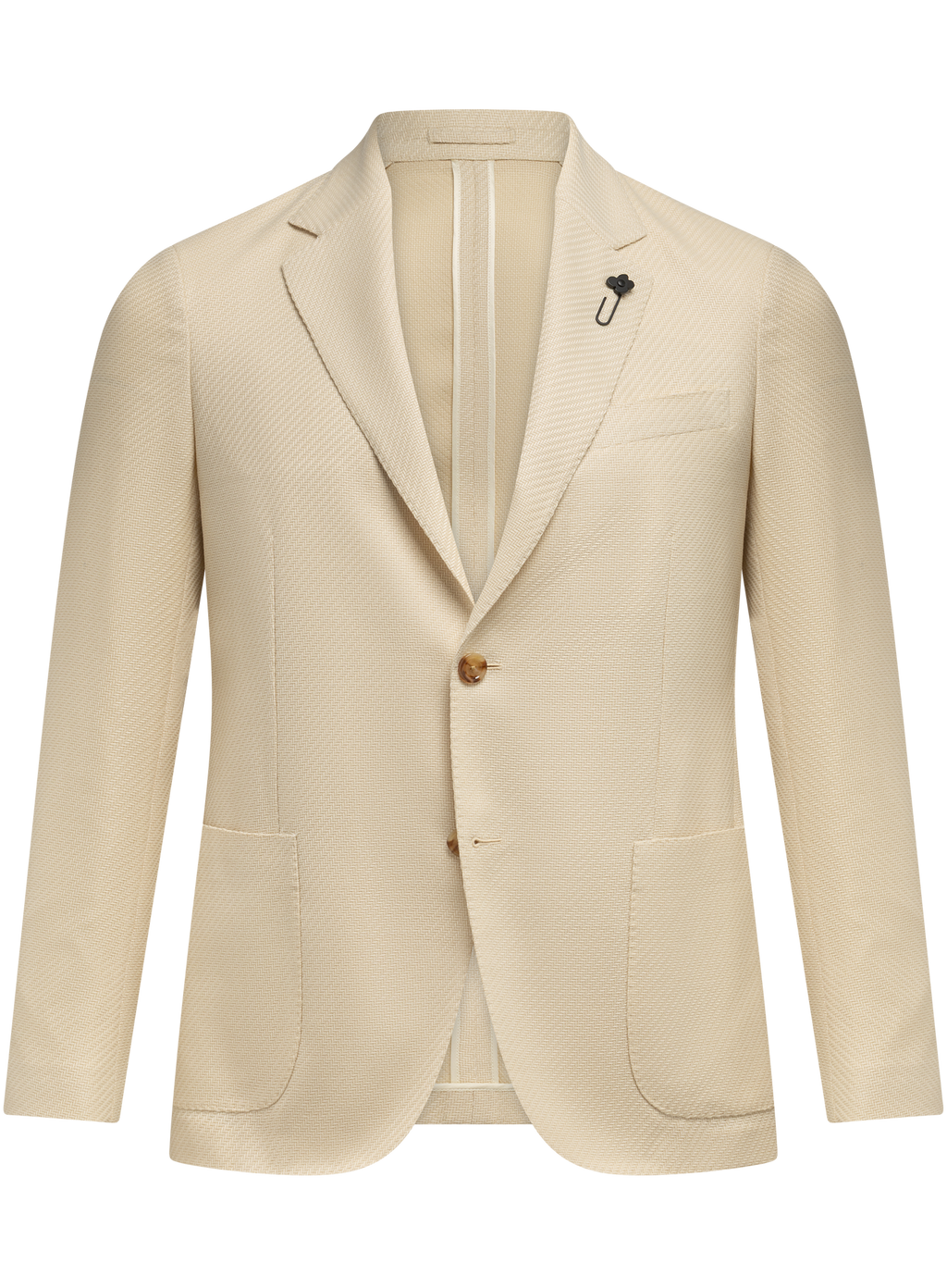 Colbert van scheerwol en katoen met visgraatdessin | Beige