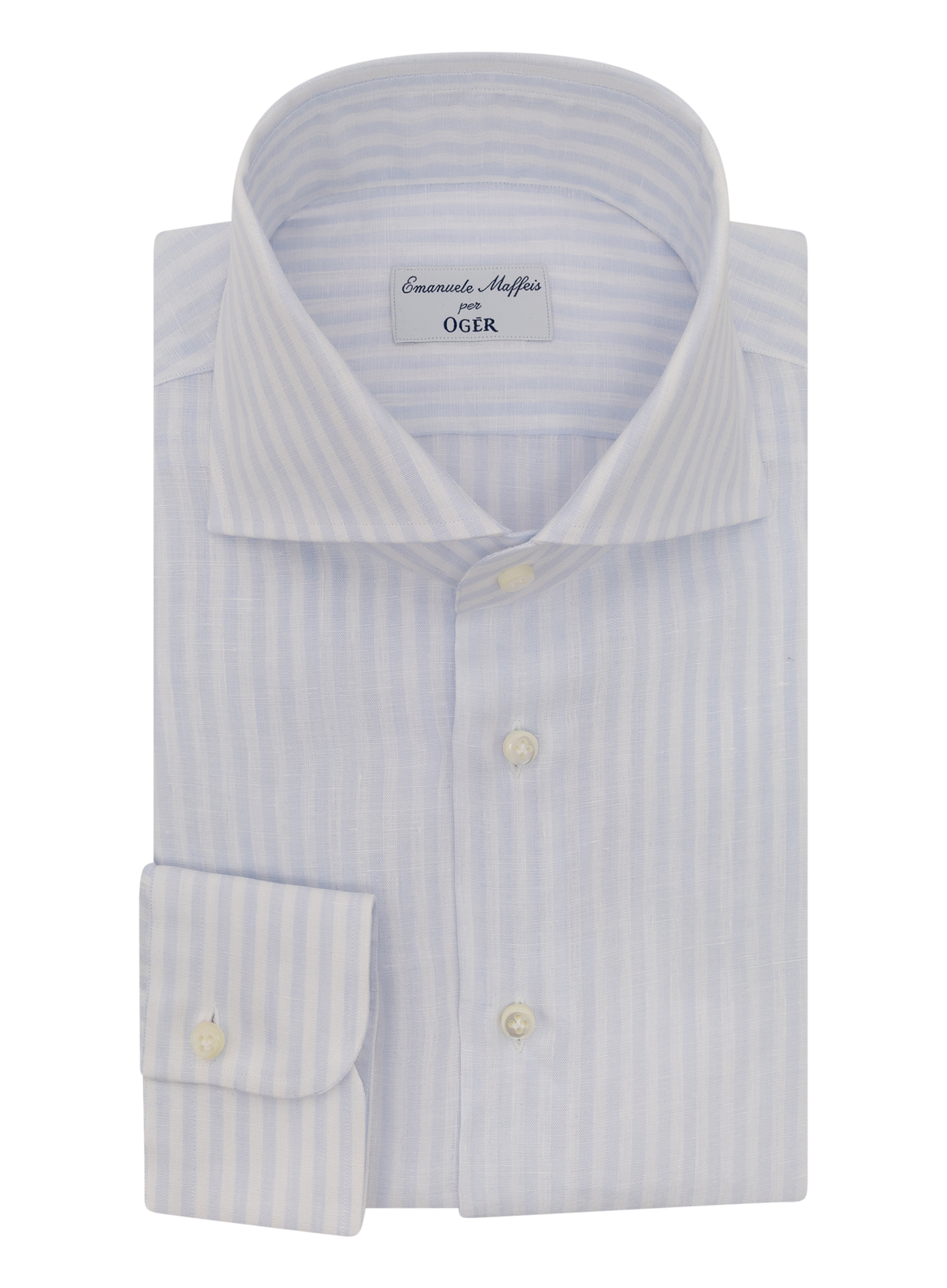 Gestreept linnen shirt | FULL_WIDTH | L.Blauw