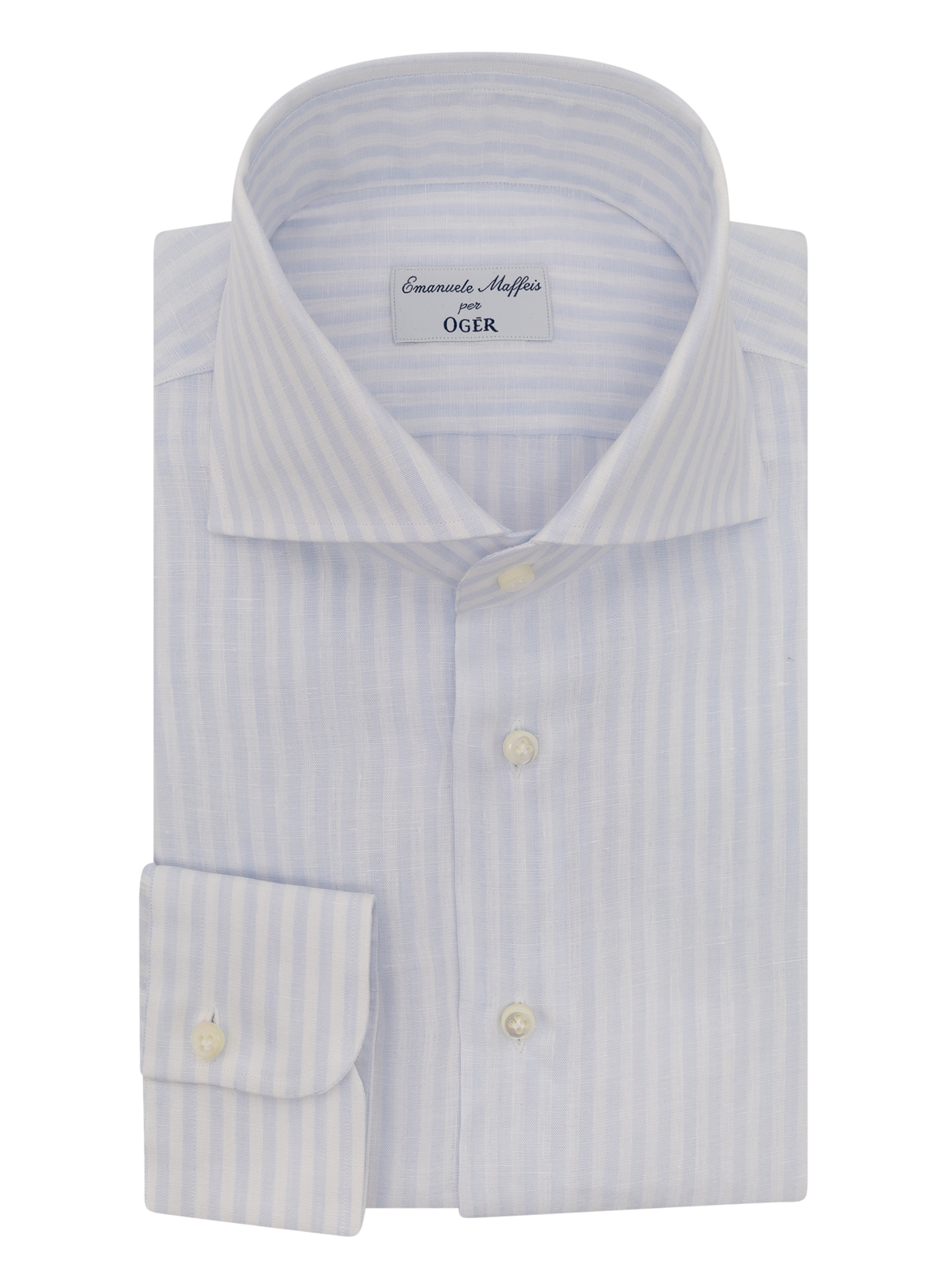 Gestreept linnen shirt | FULL_WIDTH | L.Blauw