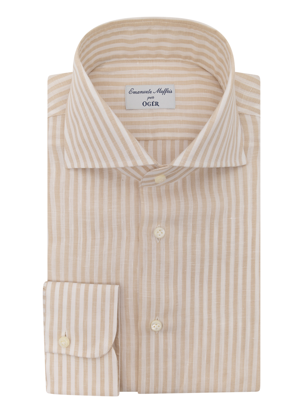 Gestreept overhemd van linnen | Beige