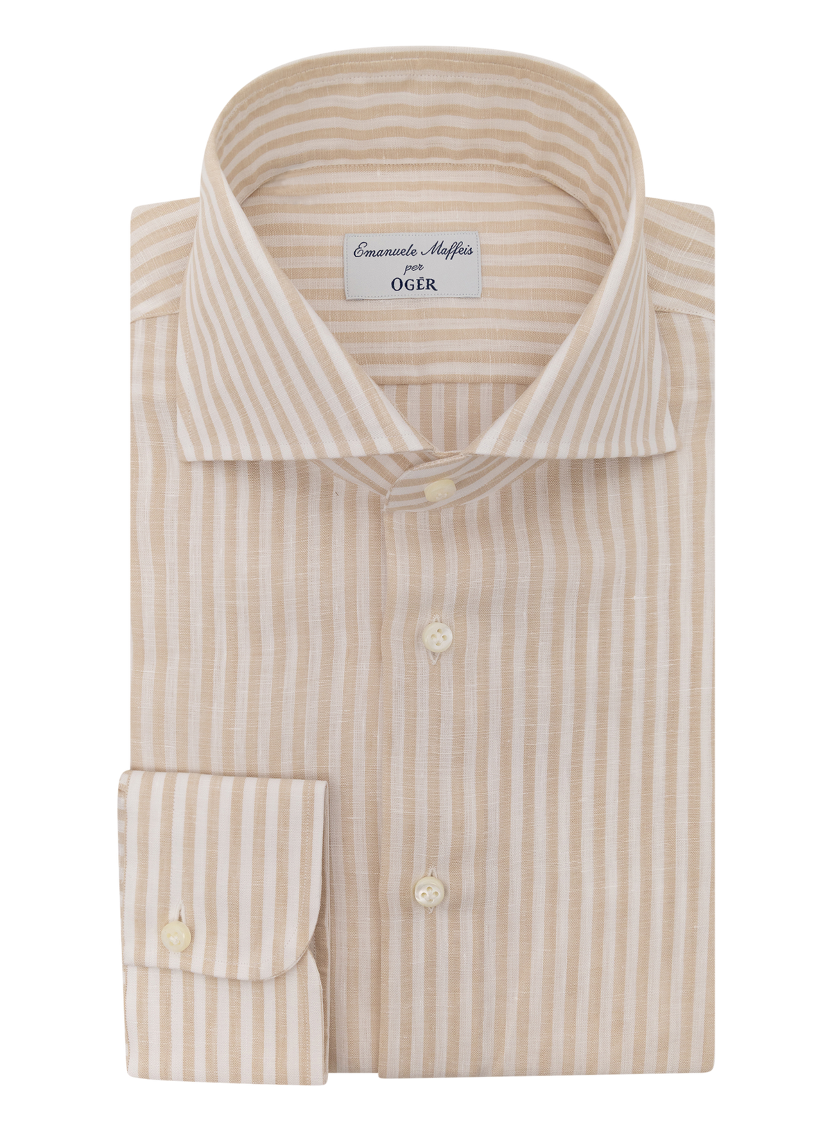Gestreept overhemd van linnen | Beige
