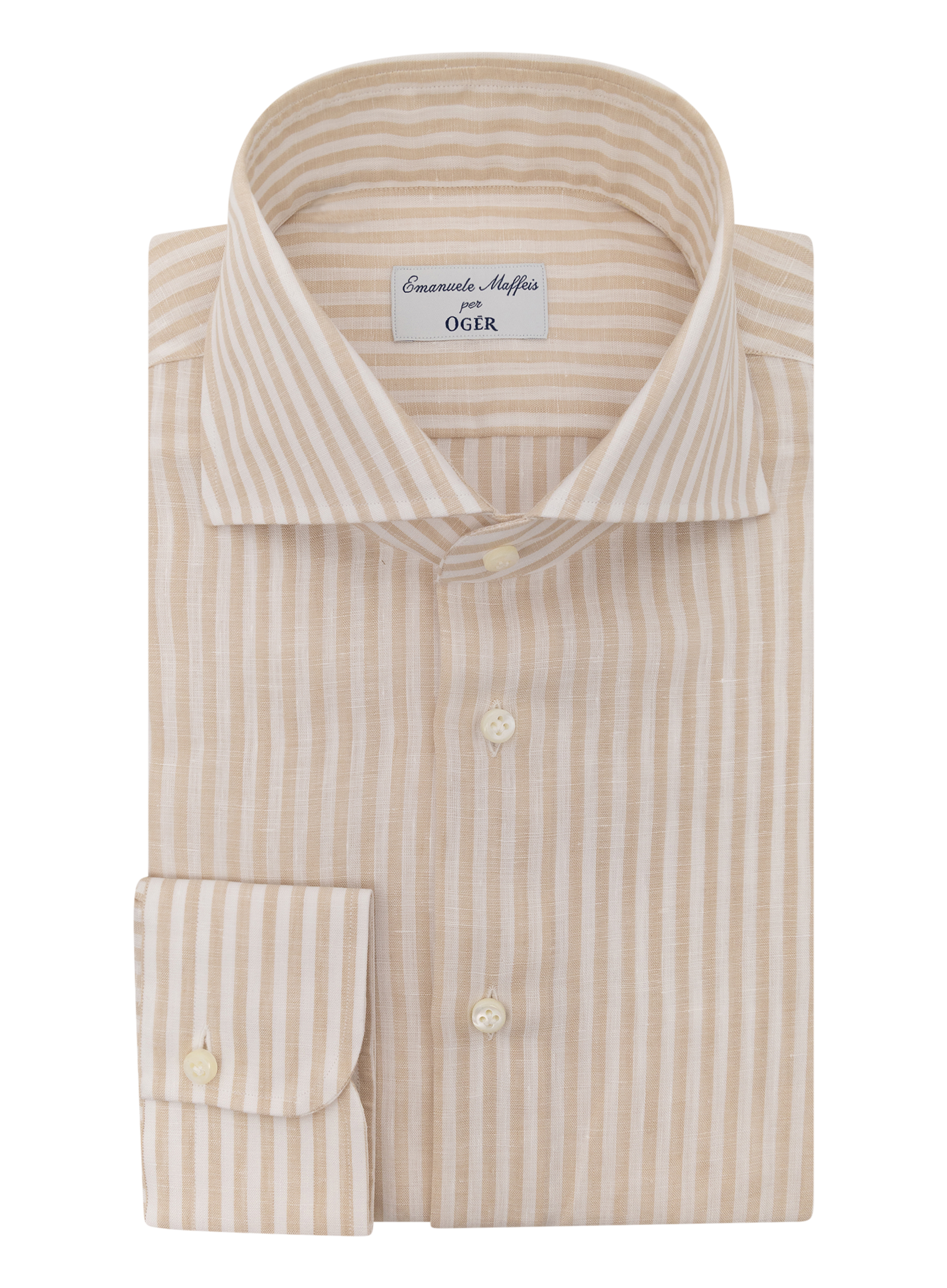 Gestreept overhemd van linnen | Beige