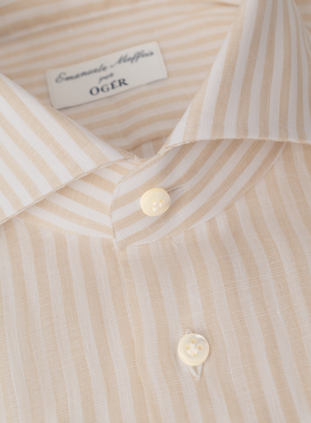 Gestreept overhemd van linnen | FULL_WIDTH | Beige