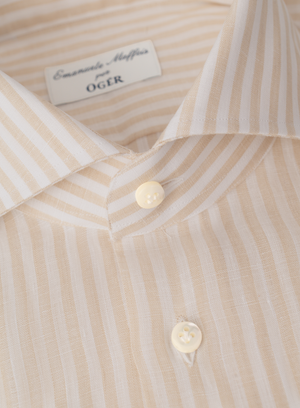 Gestreept linnen shirt | FULL_WIDTH | Beige