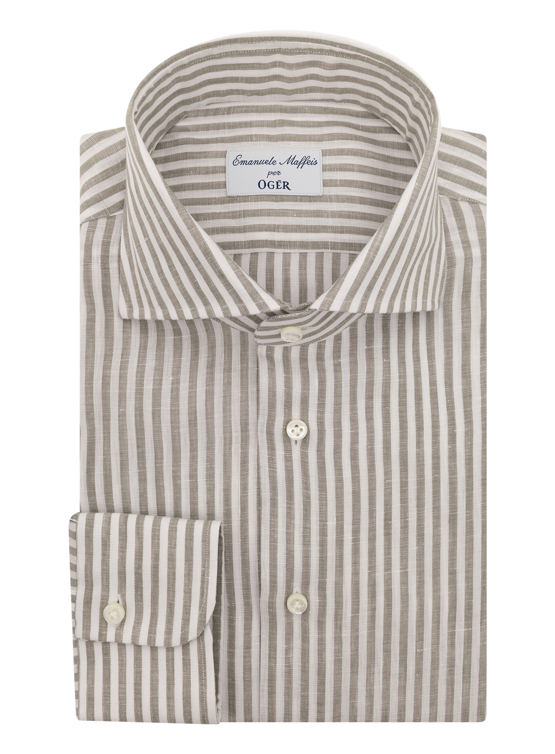 Gestreept linnen shirt | FULL_WIDTH | Groen