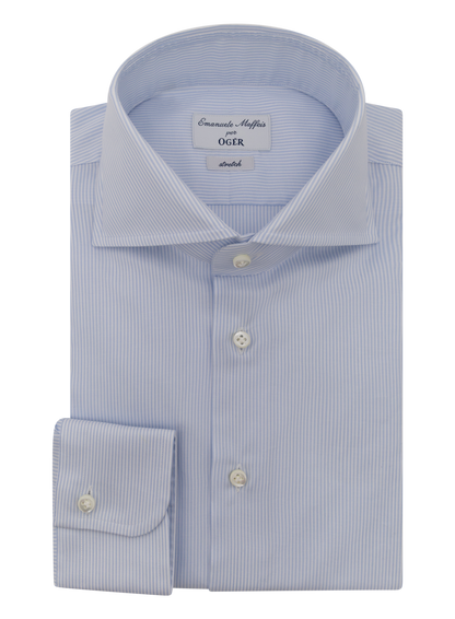 Katoen shirt met stretch | FULL_WIDTH | Blauw