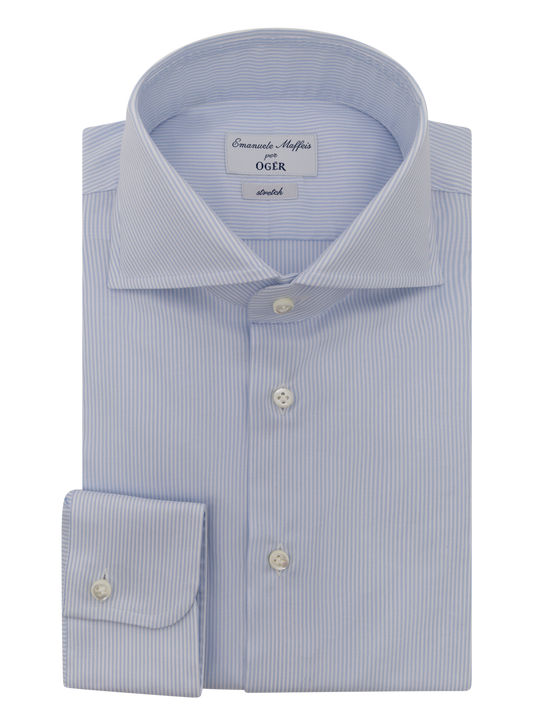 Katoen shirt met stretch | FULL_WIDTH | Blauw