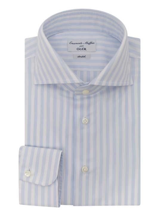 Katoen shirt met stretch | FULL_WIDTH | L.Blauw