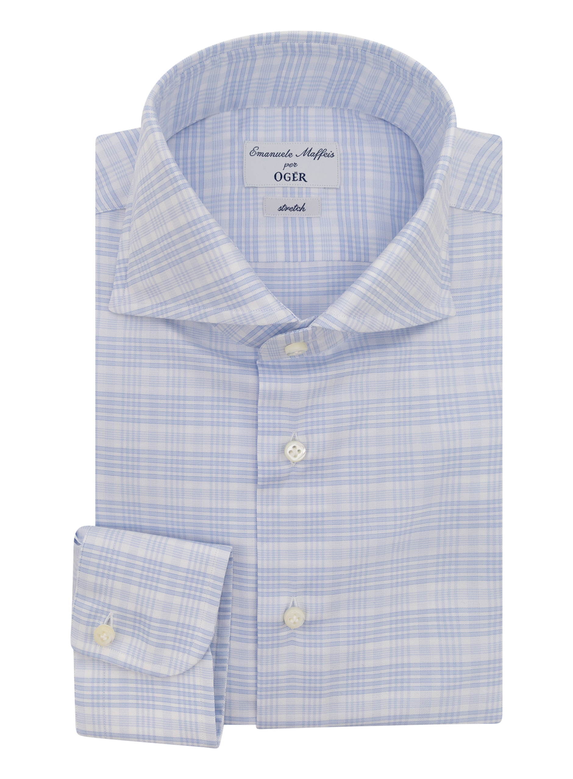 Katoen-stretch ruitshirt | FULL_WIDTH | L.Blauw