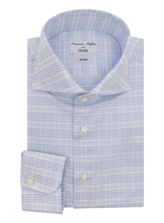 Katoen-stretch ruitshirt | FULL_WIDTH | L.Blauw