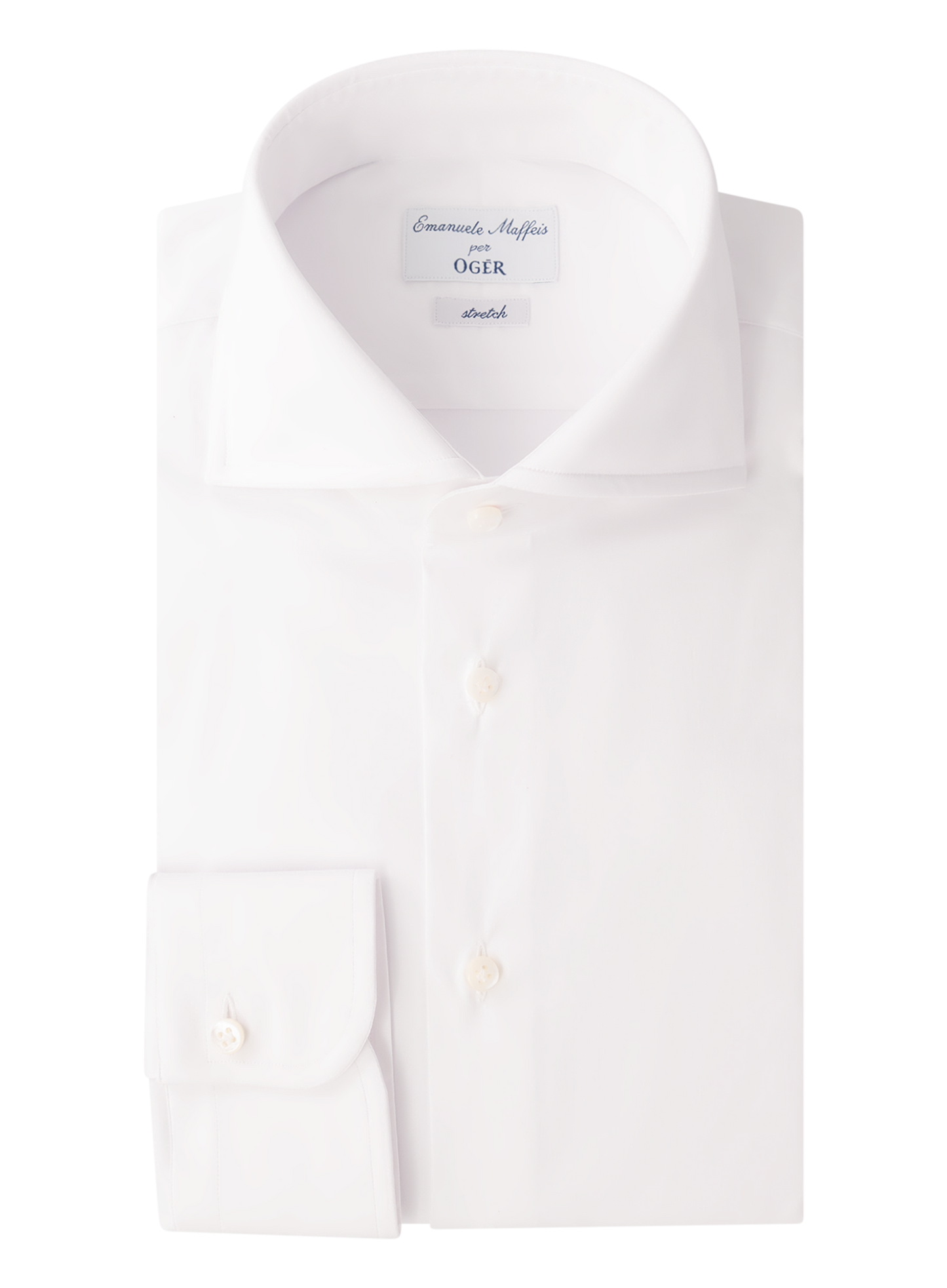 Katoen shirt met stretch | Wit