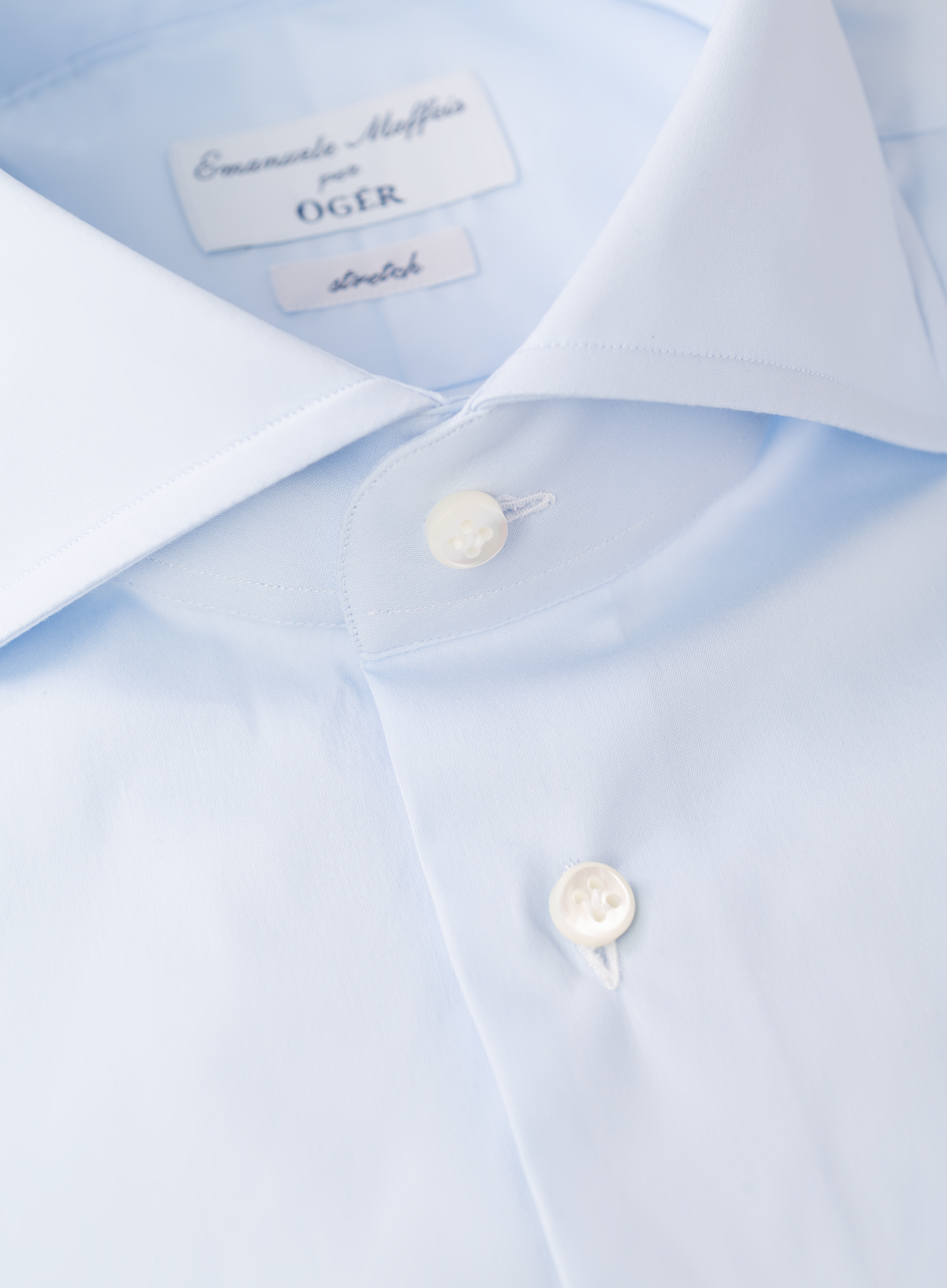 Katoen shirt met stretch | L.Blauw