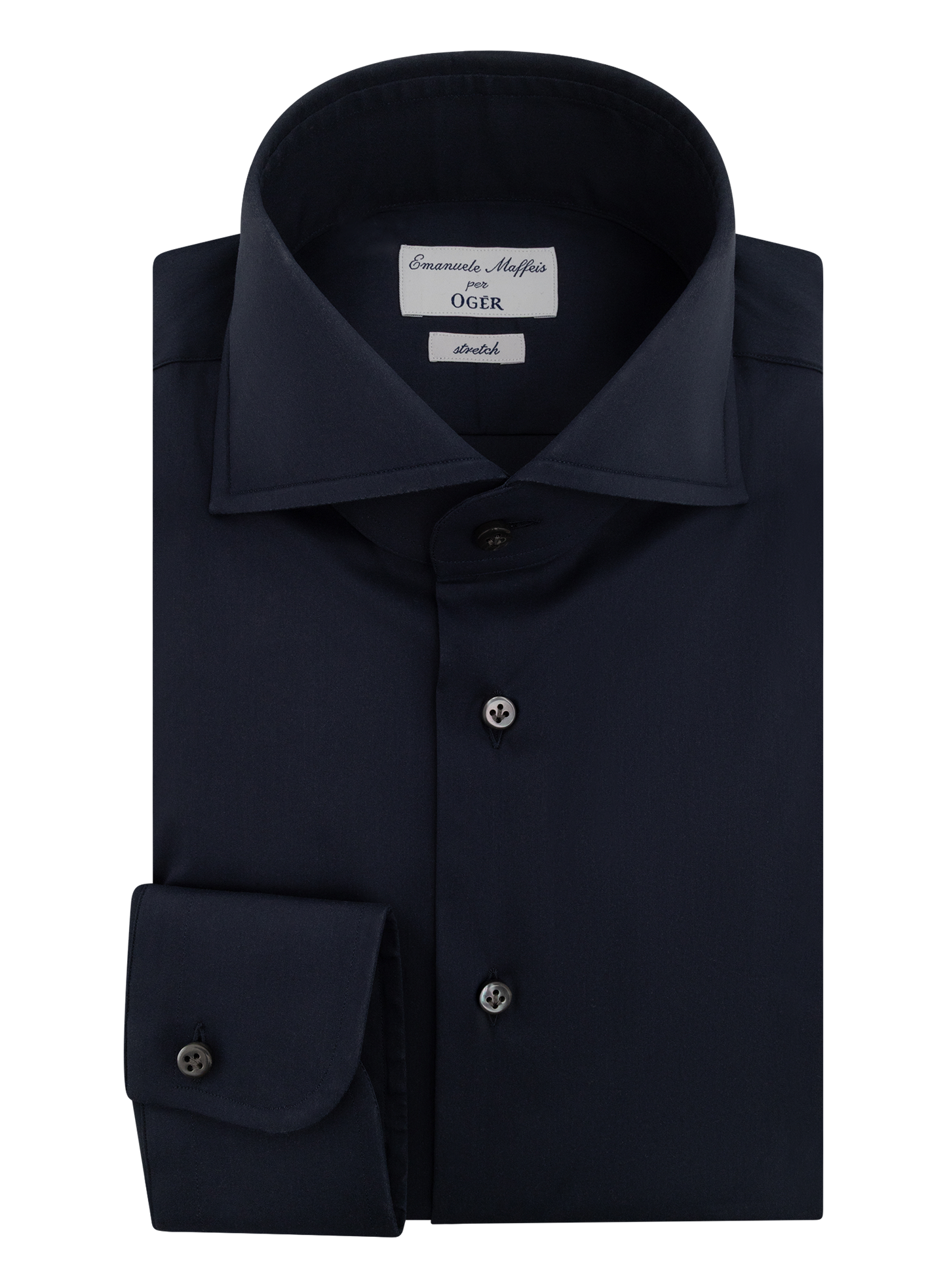 Katoen shirt met stretch | BLUE NAVY