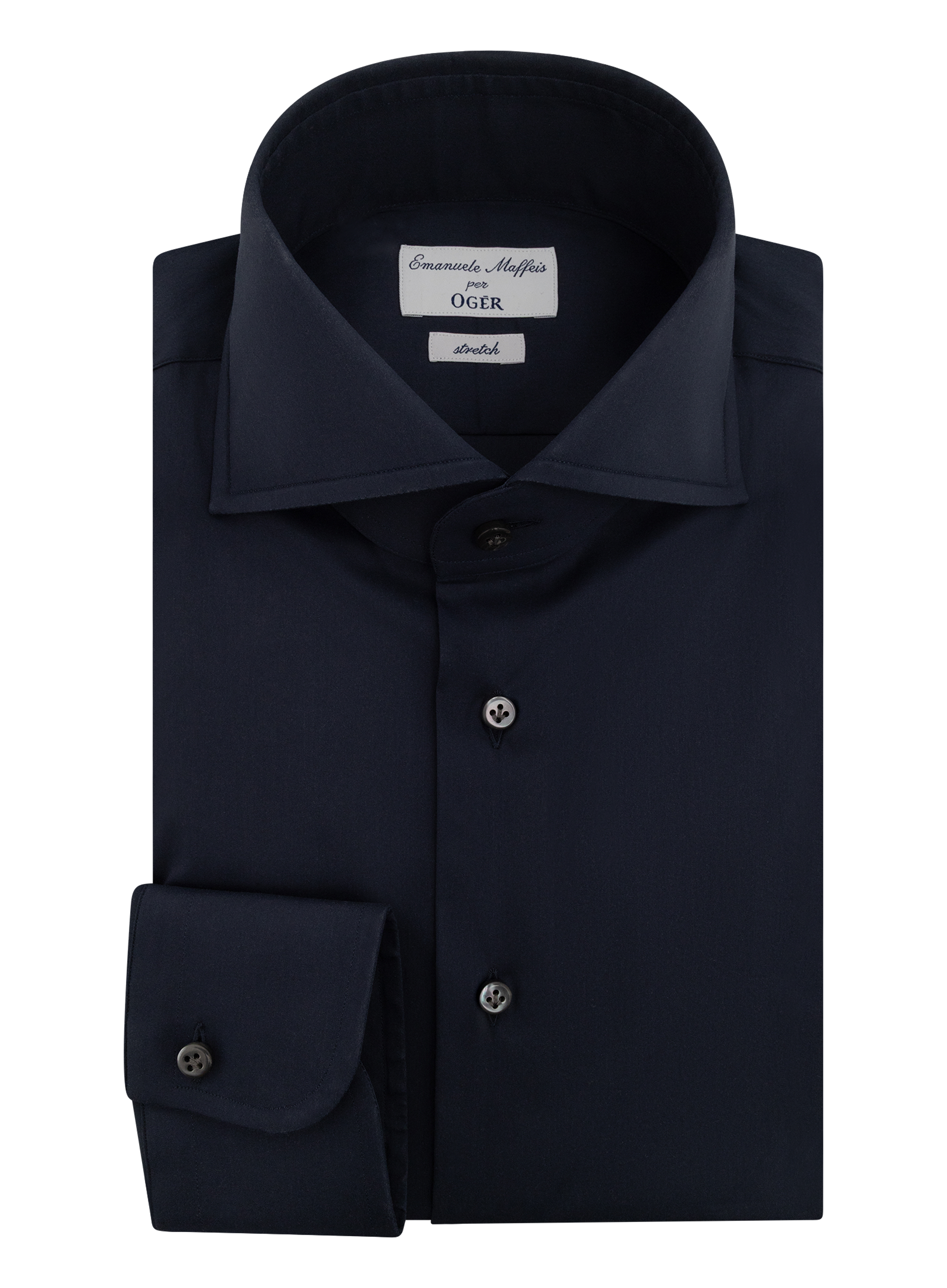 Katoen shirt met stretch | BLUE NAVY