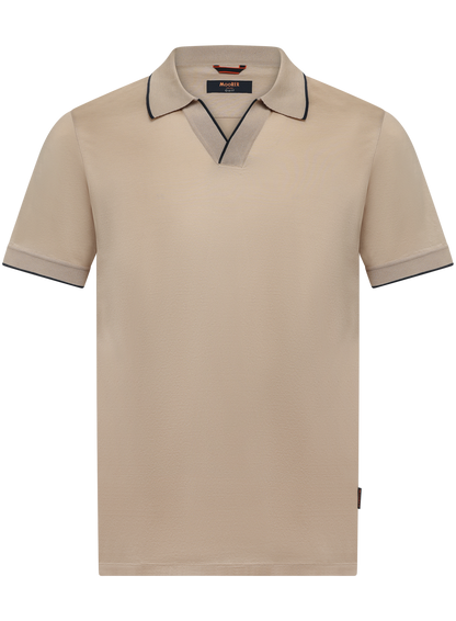 Buttonless polo van katoen | Beige