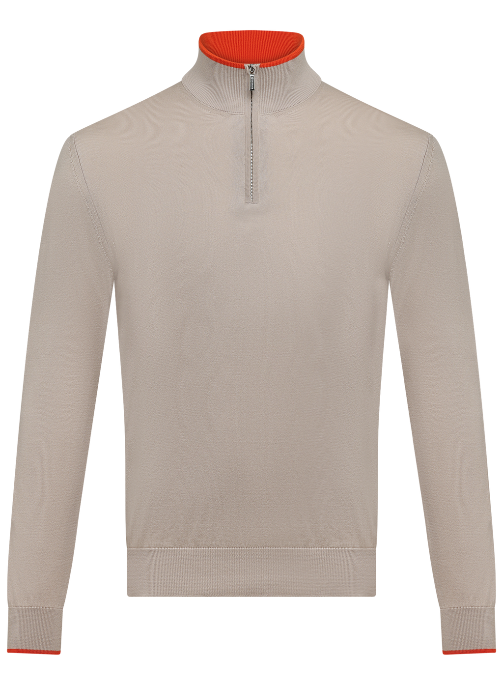 Half-zip trui van zijde en katoen | Beige